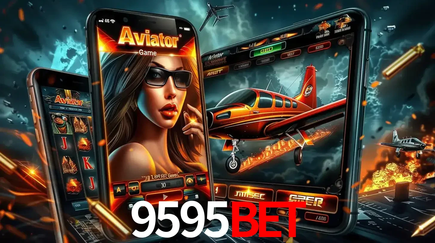 O popular jogo de apostas Aviator exibido em vários celulares e tablets, mostrando a interface emocionante e a ação de voo disponíveis para jogar agora no 9595bet.