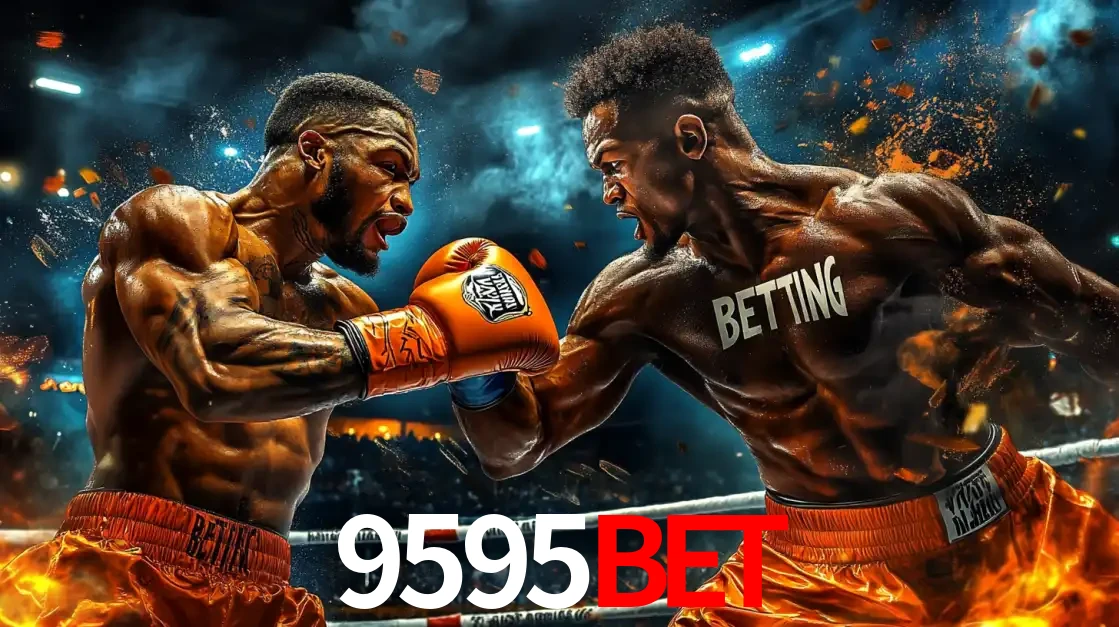 Dois boxeadores em uma luta intensa e explosiva, representando a adrenalina e as oportunidades de apostas em esportes de combate disponíveis na plataforma 9595bet.