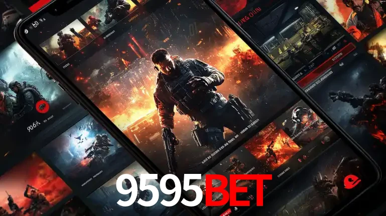 Tela de um celular exibindo uma galeria de jogos de tiro com temática militar, mostrando a variedade de e-sports disponíveis para apostas na plataforma de entretenimento 9595bet.