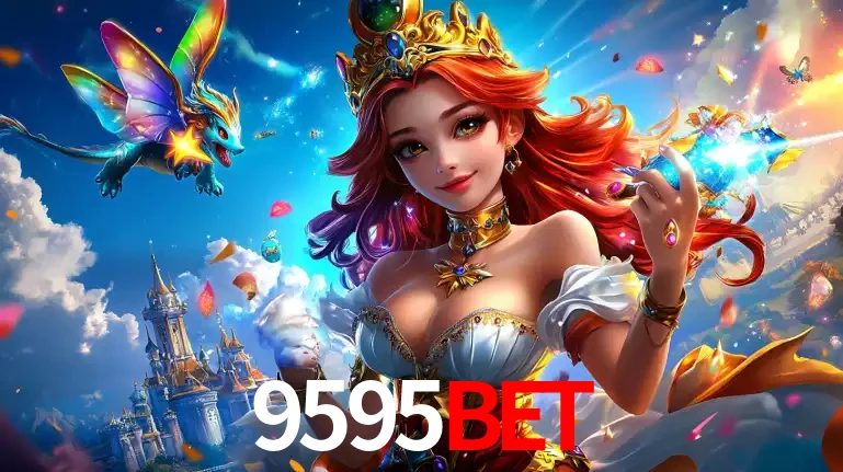 A princesa de um reino de fantasia mágico, com seu pequeno dragão, apresentando um mundo de prêmios encantados nos jogos de caça-níqueis do cassino 9595bet.